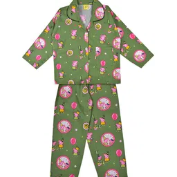 Wish Karo Boys Green & White Conversational Printed Night suit-picture-16