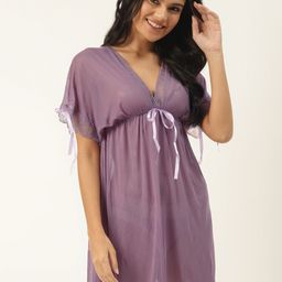 Ms.Lingies Women Purple Solid Baby Doll with Briefs-image-17