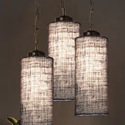 Devansh Blue Jute Cylindrical Cluster Hanging Lamp-31