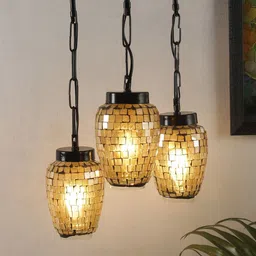 Devansh Brown Mosaic Pattern Traditional Glass Cluster Lights-36