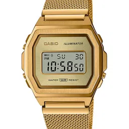 CASIO Unisex Gold-Toned Dial & Stainless Steel Digital Chronograph Watch-D265 A1000MG-9EF-picture-20