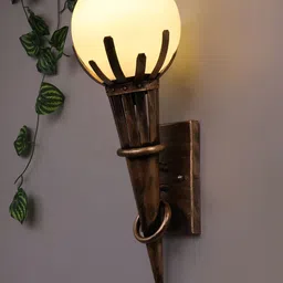 Homesake Gold-Toned Rustic Wall Lamps With Frosted Glass Shade-image-7