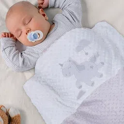 Baby Moo Grey & White Cartoon Characters Mild Winter 210 GSM Single Bed Blanket-image-35