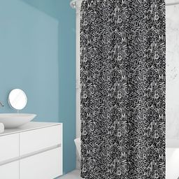 ArtzFolio Black & Grey Printed Waterproof Shower Curtains-picture-1
