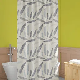 ArtzFolio Cream Colored & Grey Printed Waterproof Shower Curtains-18