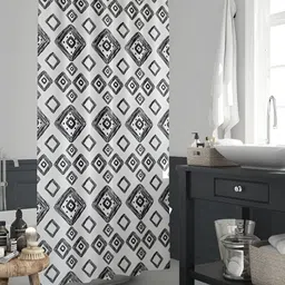 ArtzFolio White & Black Printed Waterproof Shower Curtains-16
