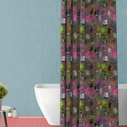 ArtzFolio Brown & Pink Hat-Printed Waterproof Shower Curtain-image-74