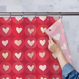 ArtzFolio Red & Pink Printed Waterproof Shower Curtains-4