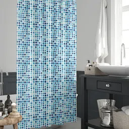ArtzFolio White & Turquoise Blue Printed Waterproof Shower Curtains-7