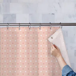 ArtzFolio Peach & White Printed Waterproof Shower Curtains-image-51