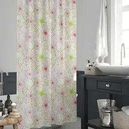 ArtzFolio White & Green Printed Waterproof Shower Curtains-image-87