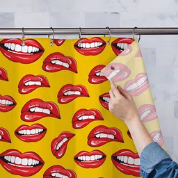 ArtzFolio Yellow & Red Printed Waterproof Shower Curtain-image-22