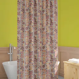 ArtzFolio Grey-Brown & Yellow Printed Waterproof Shower Curtains-11