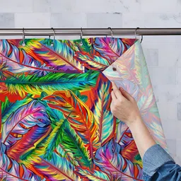 ArtzFolio Pink & Yellow Feather Printed Waterproof Shower Curtains-image-20