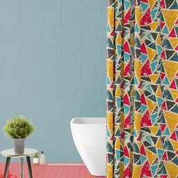 ArtzFolio White & Mustard Printed Waterproof Shower Curtains-image-28