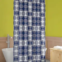 ArtzFolio Blue-White & Grey Printed Waterproof Shower Curtains-72