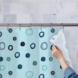 ArtzFolio Blue Printed Waterproof Shower Curtains-image-68