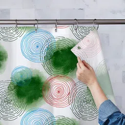ArtzFolio White & Green Printed Waterproof Shower Curtains-image-68