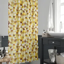 ArtzFolio Yellow-Brown & White Printed Waterproof Shower Curtains-9