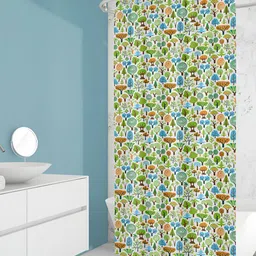 ArtzFolio White & Green Printed Waterproof Shower Curtains-image-61