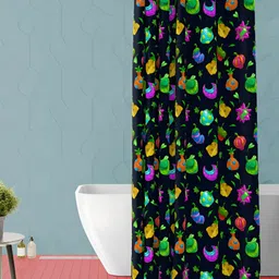 ArtzFolio Navy Blue & Green Printed Waterproof Shower Curtains-image-55