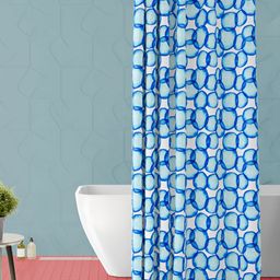 ArtzFolio White & Blue Printed Waterproof Shower Curtains-29