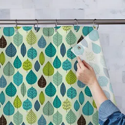 ArtzFolio White & Blue Printed Waterproof Shower Curtains-picture-46