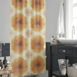 ArtzFolio White & Orange-Colured Printed Waterproof Shower Curtains-image-8