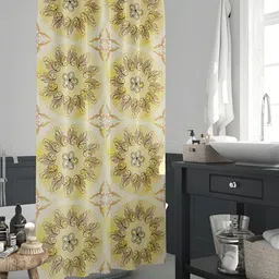 ArtzFolio White & Yellow Printed Waterproof Shower Curtains-picture-11