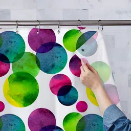 ArtzFolio White & Green Printed Waterproof Shower Curtain-image-73