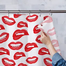 ArtzFolio White & Red Printed Waterproof Shower Curtains-13