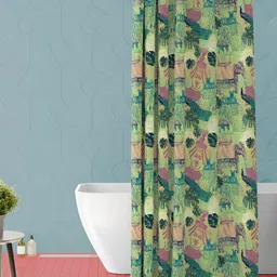 ArtzFolio Green & Pink Printed Waterproof Shower Curtain-10