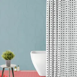 ArtzFolio White & Black Printed Waterproof Shower Curtains-18