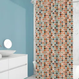 ArtzFolio Cream & Green Printed Waterproof Shower Curtains-image-42