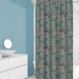 ArtzFolio Grey & Blue Printed Waterproof Shower Curtains-picture-33