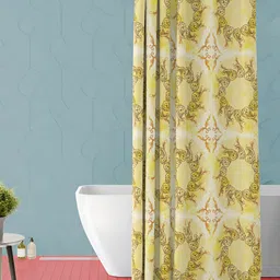 ArtzFolio Yellow & Brown Printed Waterproof Shower Curtains-12