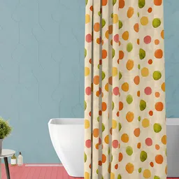 ArtzFolio Beige & Red Polka Dot Printed Waterproof Shower Curtains-image-86