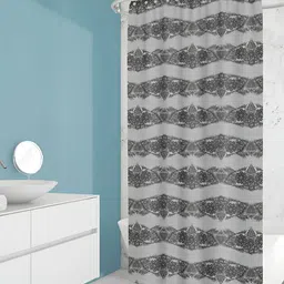 ArtzFolio Grey & Black Printed Waterproof Shower Curtains-image-92