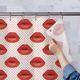 ArtzFolio White & Red Printed Waterproof Shower Curtains-10