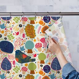 ArtzFolio White & Blue Printed Waterproof Shower Curtains-image-55