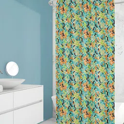 ArtzFolio White & Green Printed Waterproof Shower Curtain-image-26