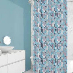ArtzFolio Blue & Grey Printed Waterproof Shower Curtains-18