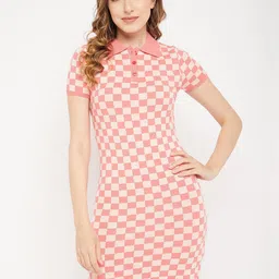 Madame Shirt Collar Checked Dress-image-22