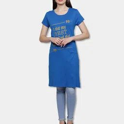 Fleximaa Women Blue Print Cotton Longline Top-image-28