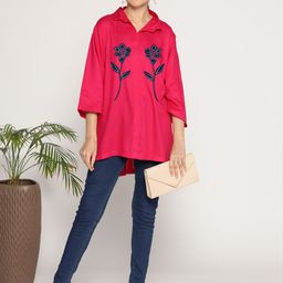 LetsDressUp Floral Printed Shirt Collar Tunic-image-64