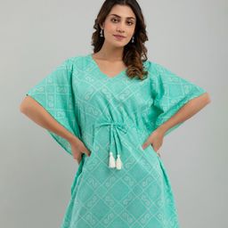 FrionKandy Teal Cotton Cinched Waist Longline Top-image-86