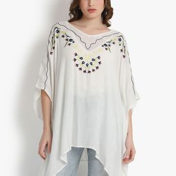 putsum Floral Embroidered V Neck Kimono Top-picture-20