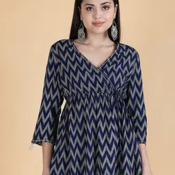 KASYA Women Geometric Printed Longline Wrap Tie-Ups Top-13