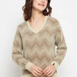 CREATIVE LINE Self Designed V-Neck Woollen Pullover-picture-28