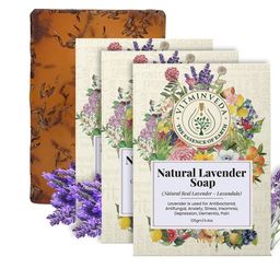 VITMINVEDA Set Of 3 Natural Lavender Herbal Soap Bar - 125g Each-10